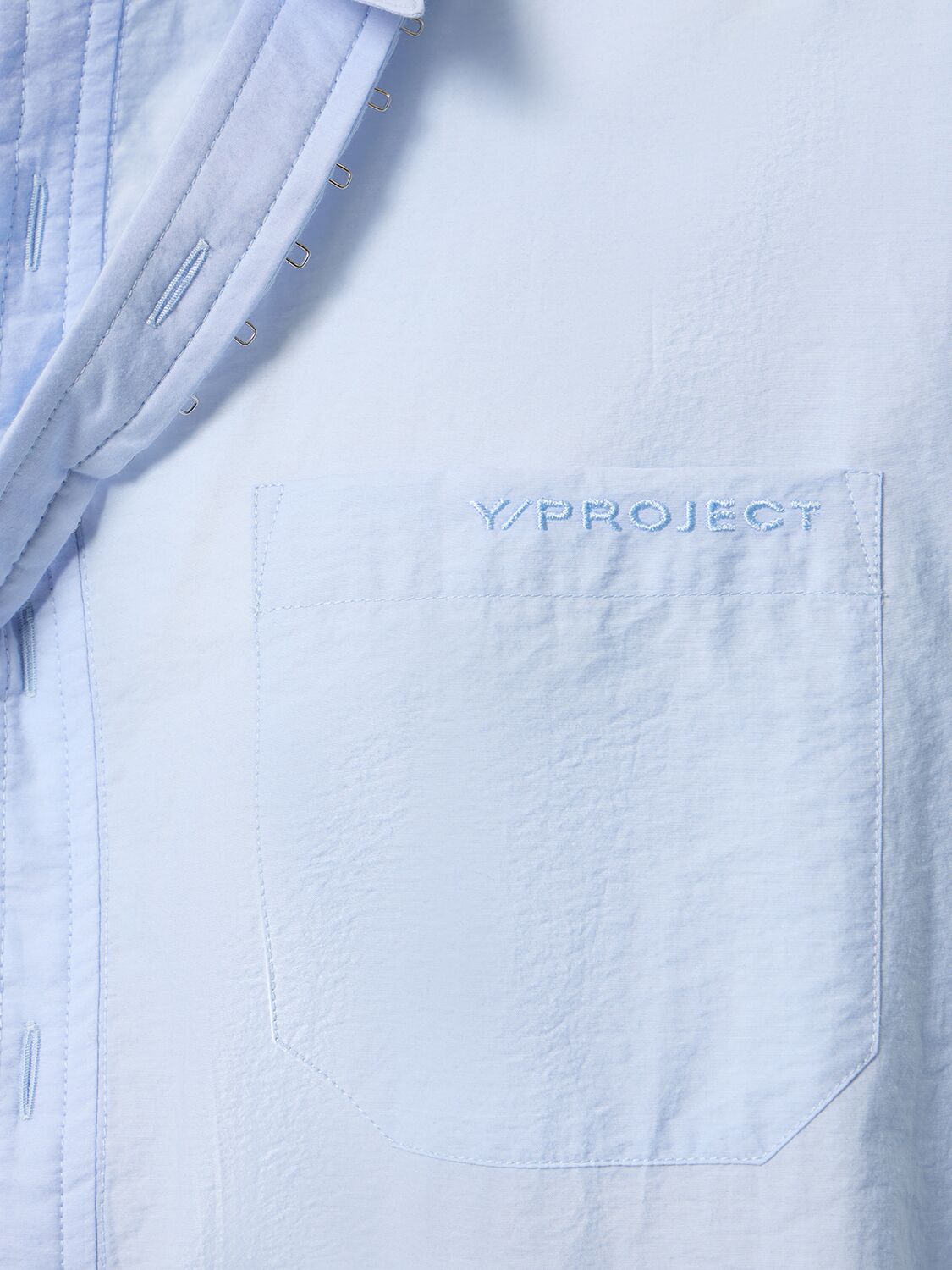 Shop Y/project Regular Cotton Blend Shirt In Light Blue