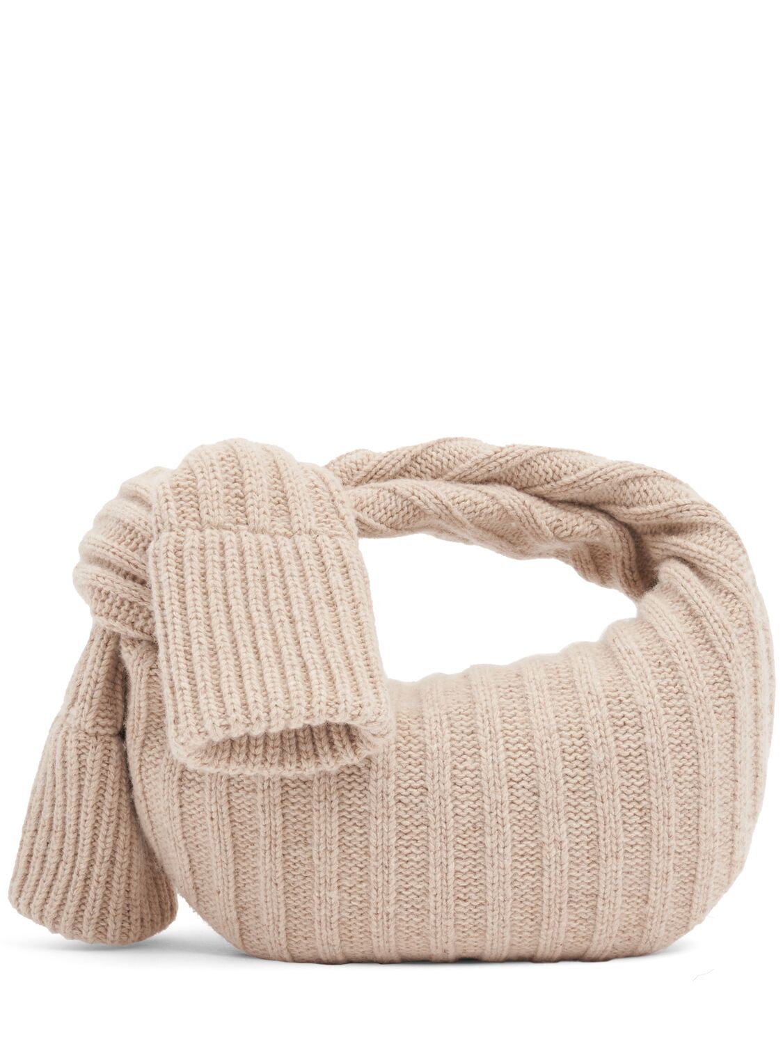 Shop Bottega Veneta Mini Jodie Knitted Wool Top Handle Bag In Dune Melange