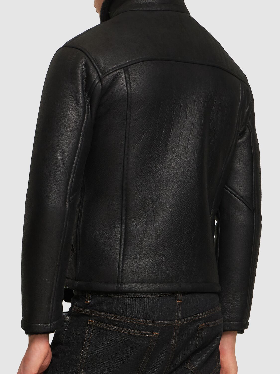 Shop Giorgio Brato Waxed Curly Shearling Jacket In Black