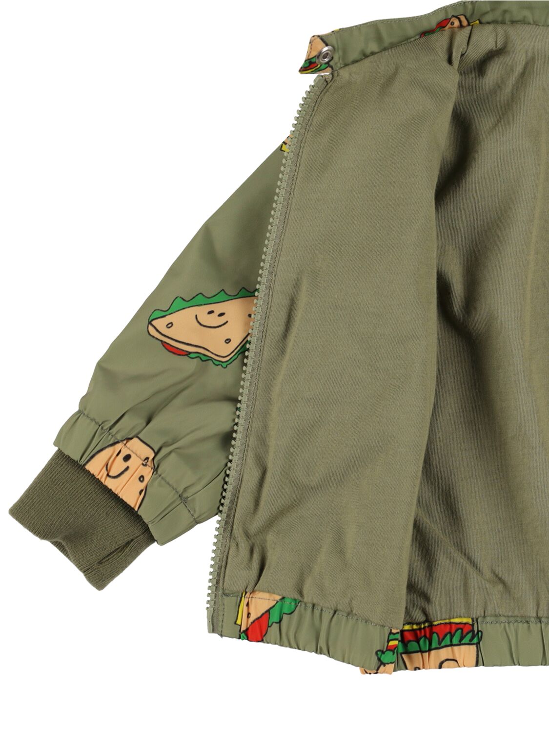 Shop Stella Mccartney Printed Nylon & Cotton Bomber Jacket In Green,multi
