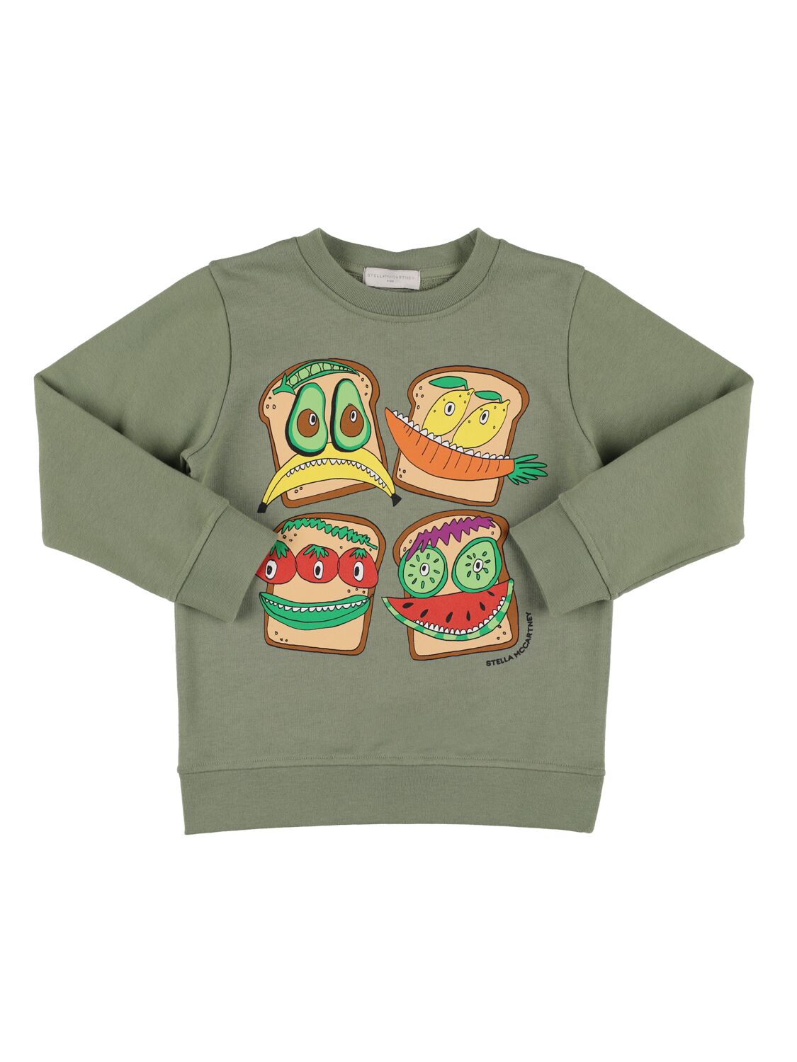 Stella Mccartney Kids' Sweatshirt Aus Baumwolle Mit Logodruck In Militärgrün
