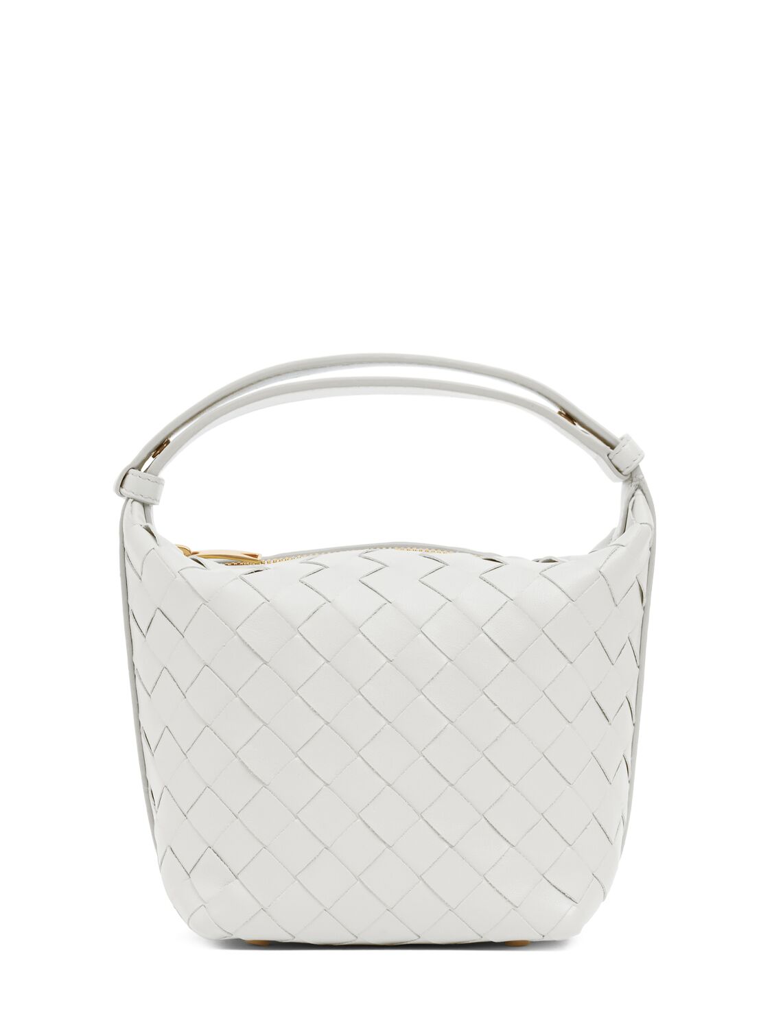 Bottega Veneta White-gold Wallace Leather Top-handle Bag In White