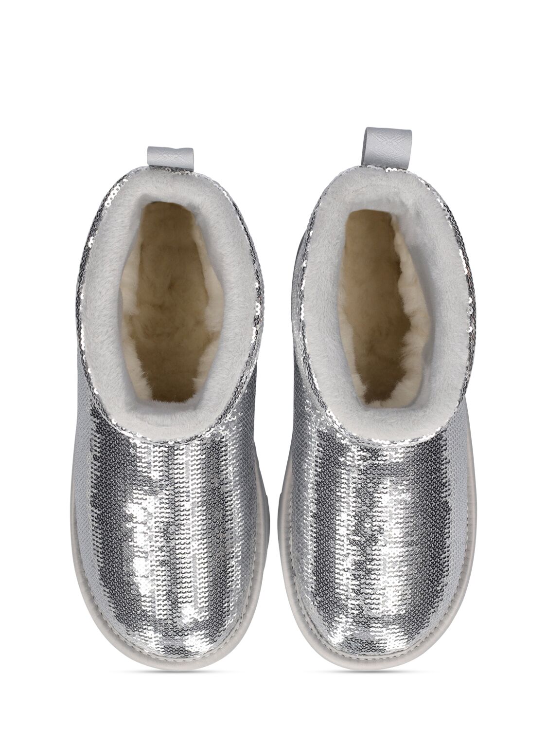 Shop Ugg Classic Mini Mirror Ball Shearling Boots In Silver