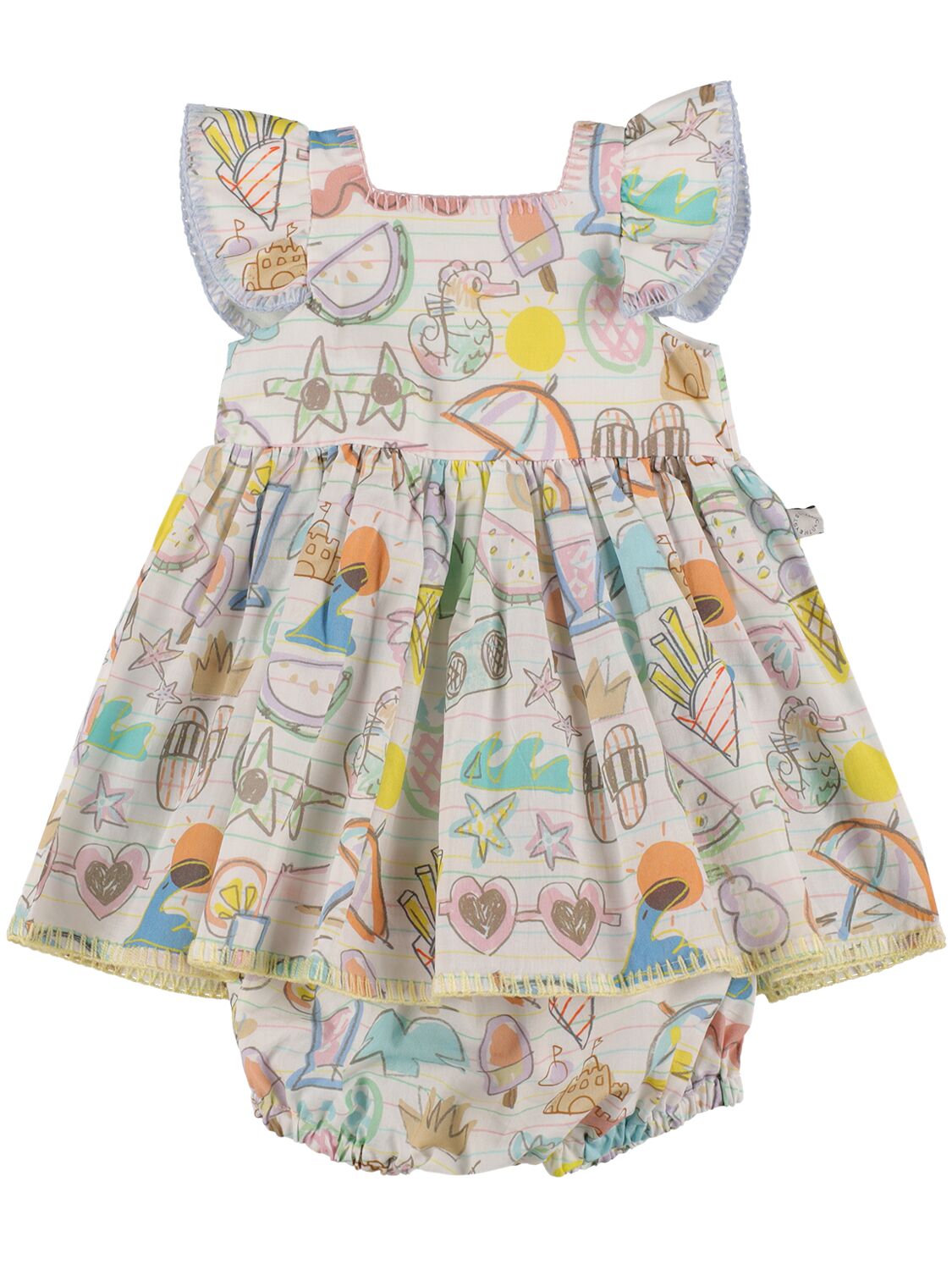 Stella Mccartney Babies' Organic Cotton Dress & Diaper Cover In Elfenbein
