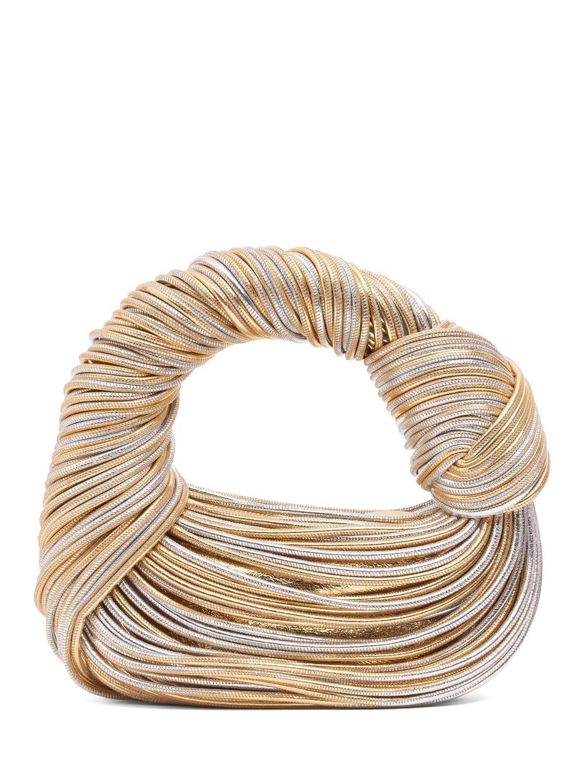 Bottega Veneta Jodie Mini Metallic Top-handle Bag In Gold Silber