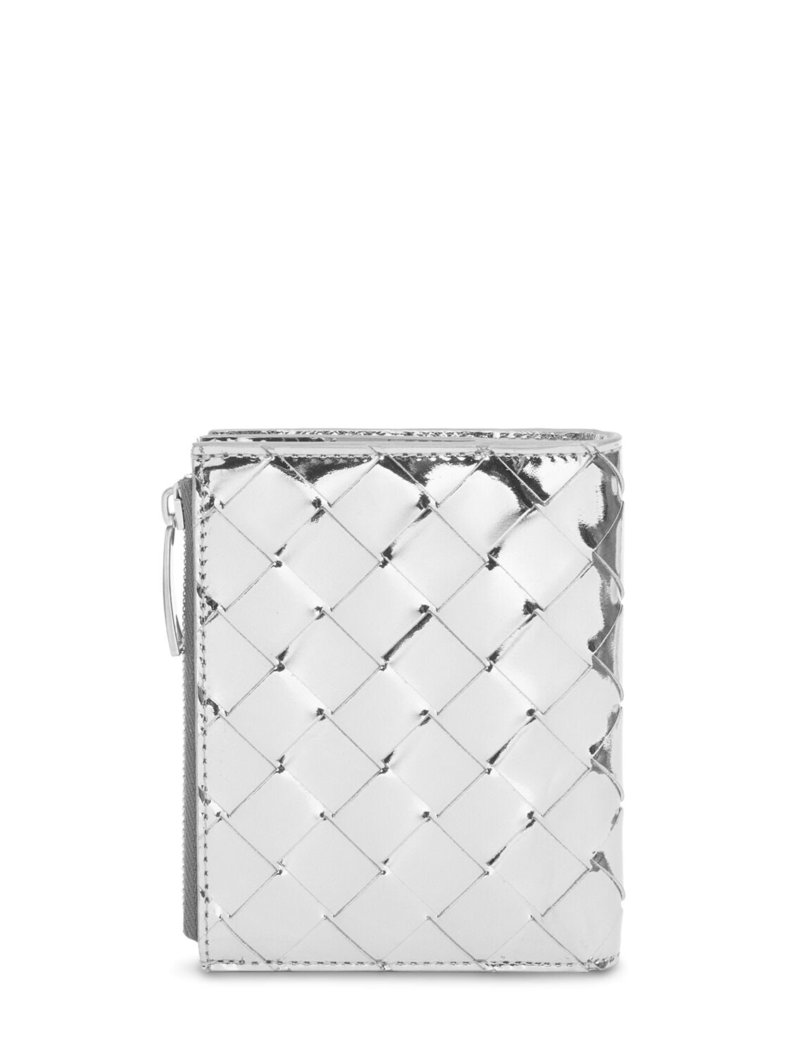 Bottega Veneta Small Intrecciato Leather Zip Wallet In Silver