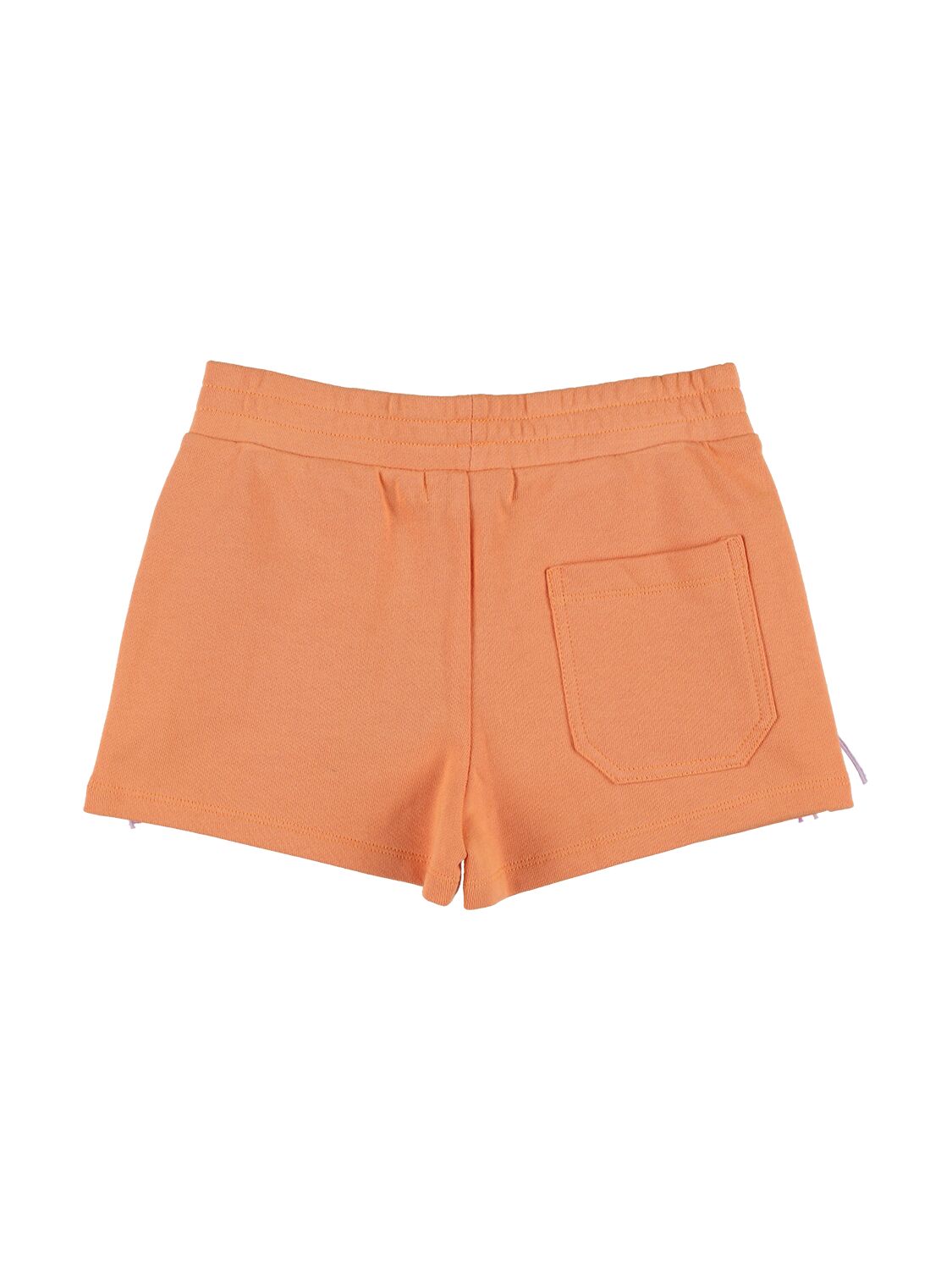 Shop Stella Mccartney Organic Cotton Sweat Shorts W/ Fringes In Orange