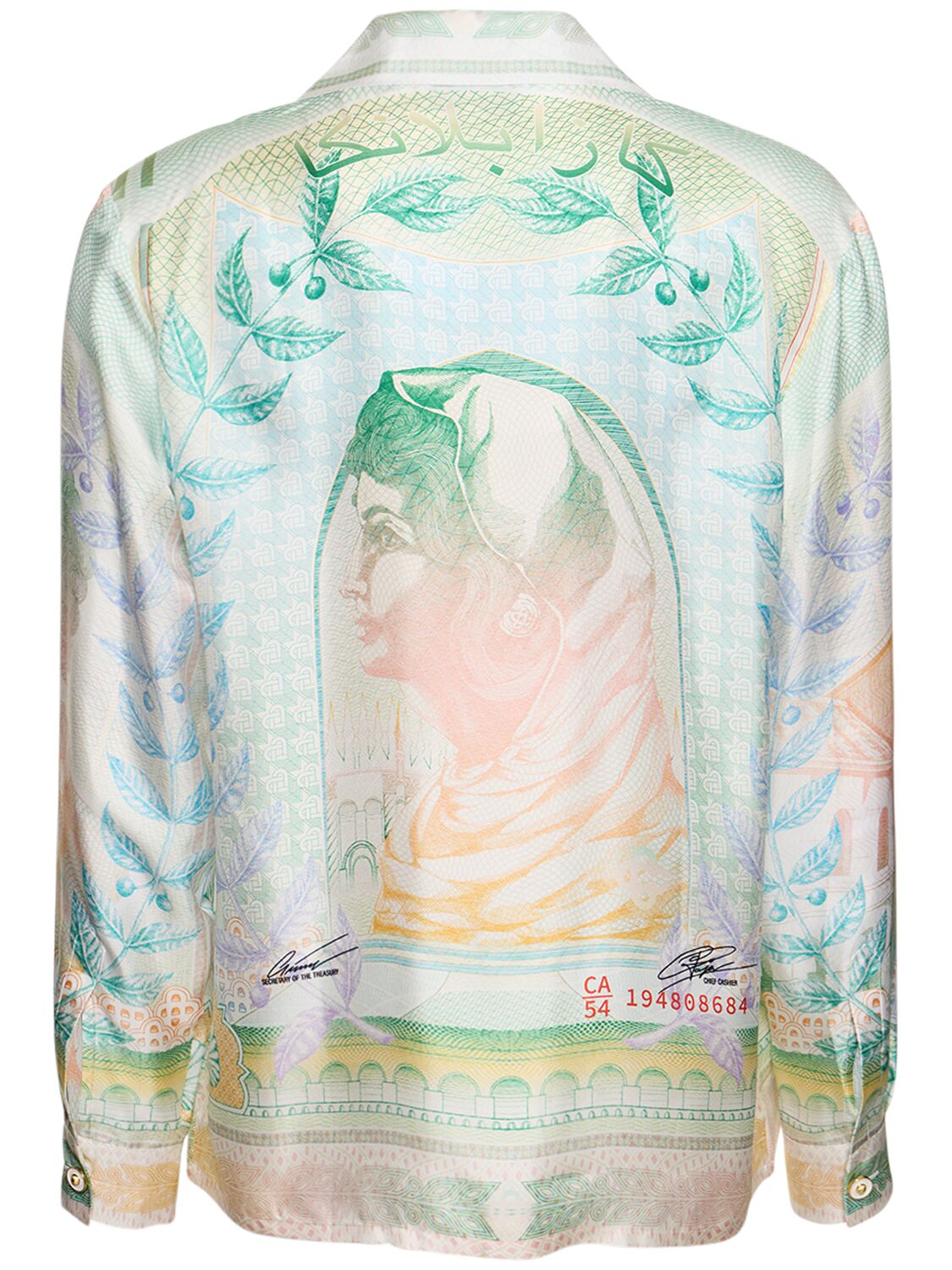 Shop Casablanca La Monnaie Print Silk Twill Shirt In Green