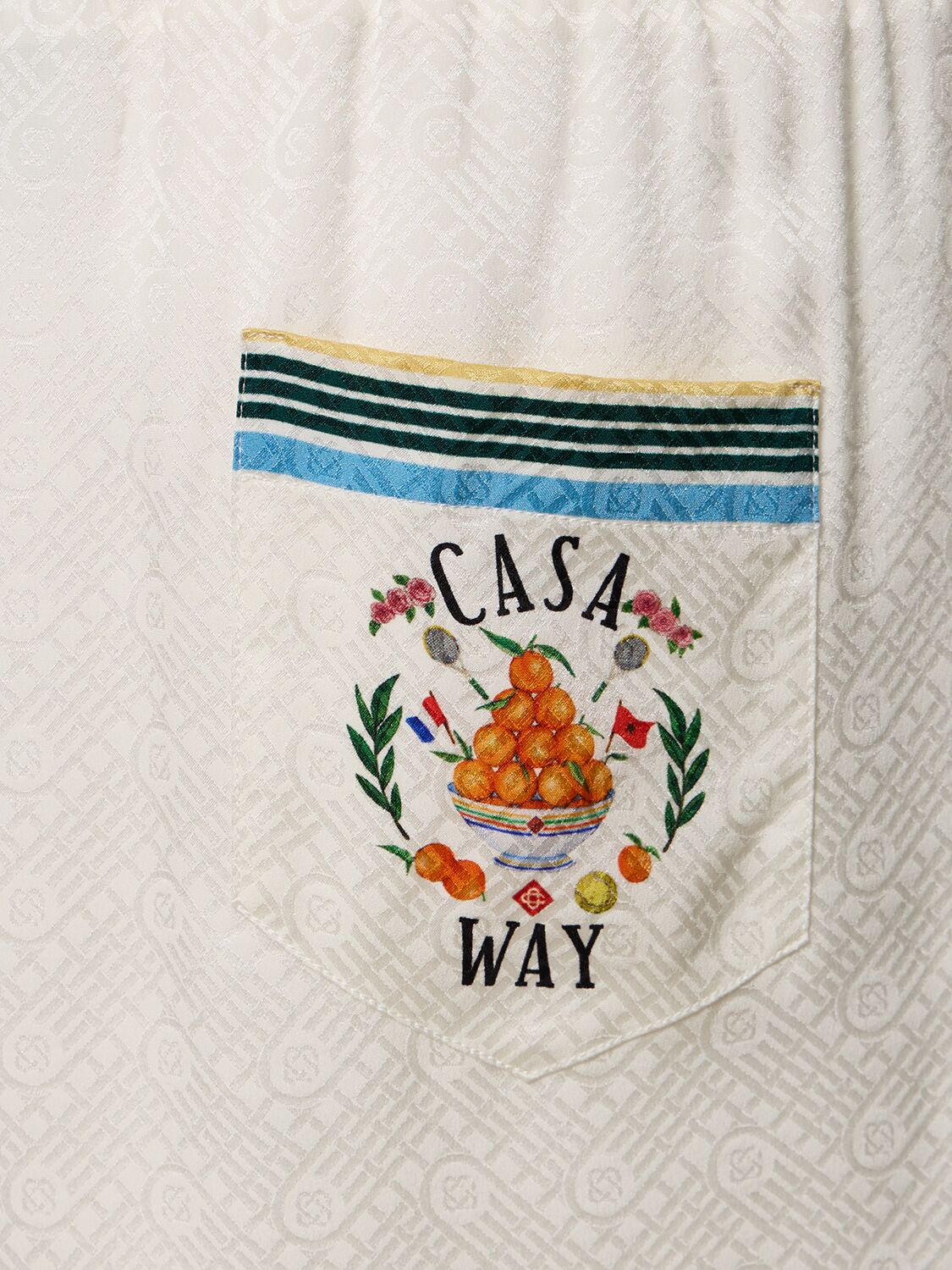 Shop Casablanca Casa Way Printed Silk Shorts In Weiss