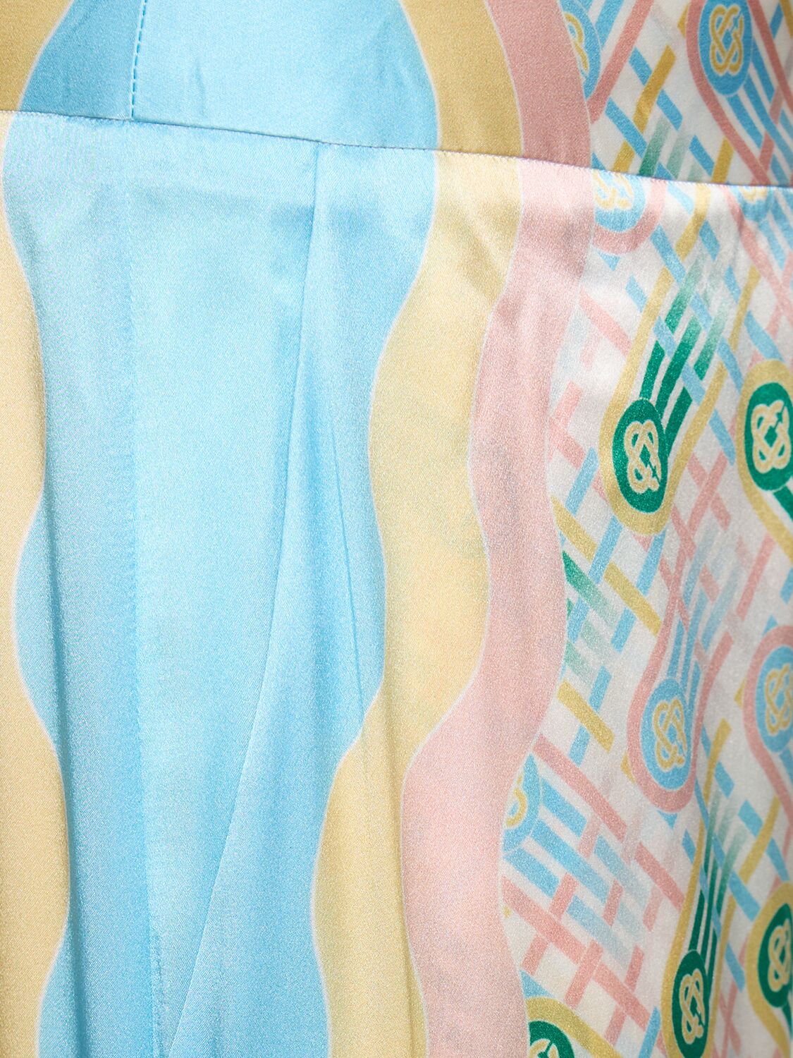 Shop Casablanca Printed Silk Satin Straight Pants In Multicolor