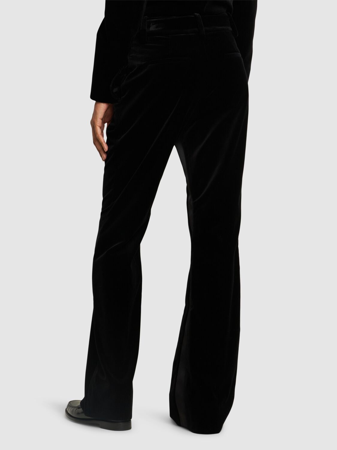 Shop Proenza Schouler High Rise Flared Velvet Pants In Black
