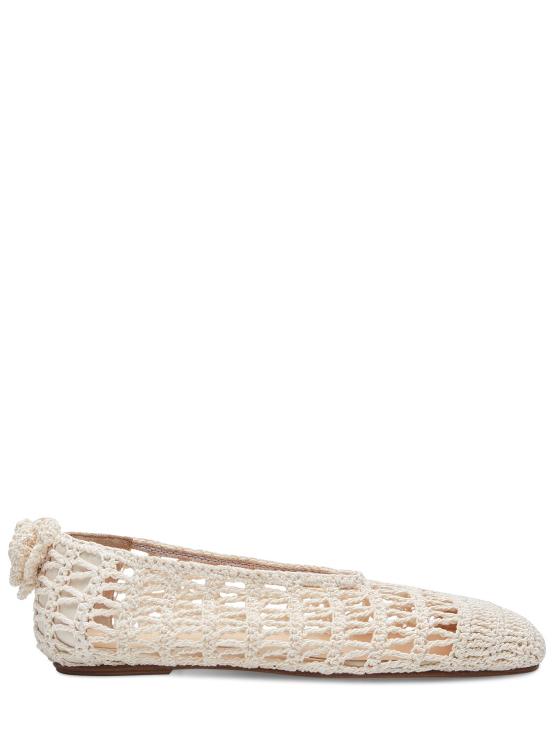 Shop Magda Butrym 10mm Crochet Ballerina Flats In Cream