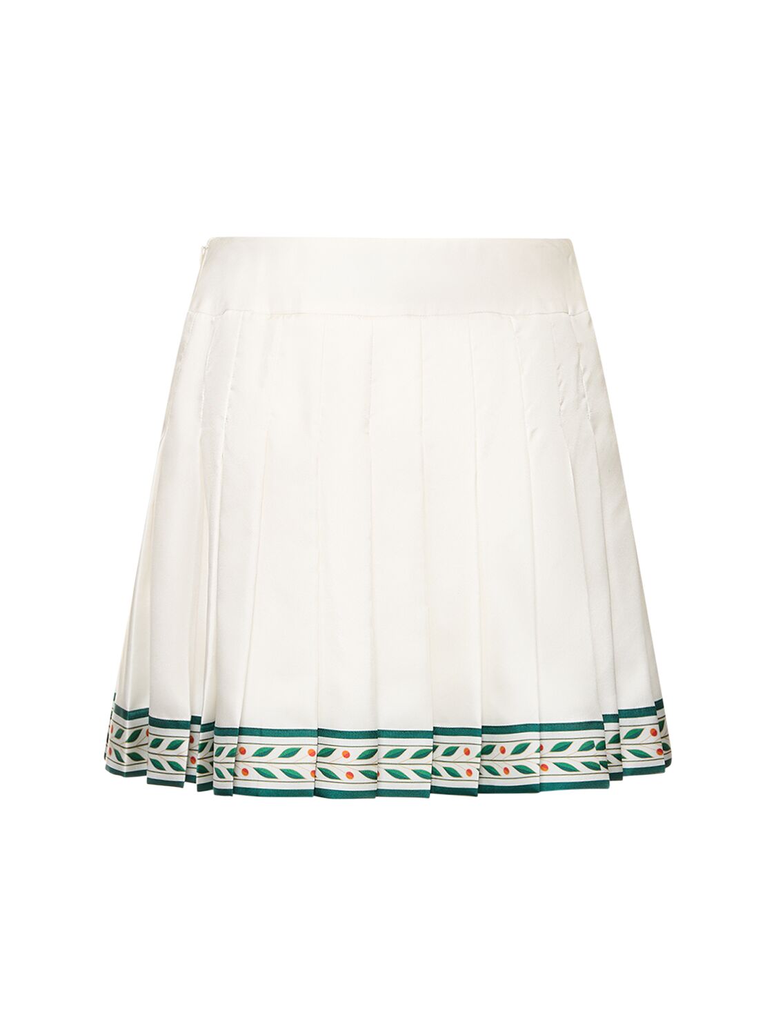 Shop Casablanca Silk Twill Pleated Mini Skirt In White,multi