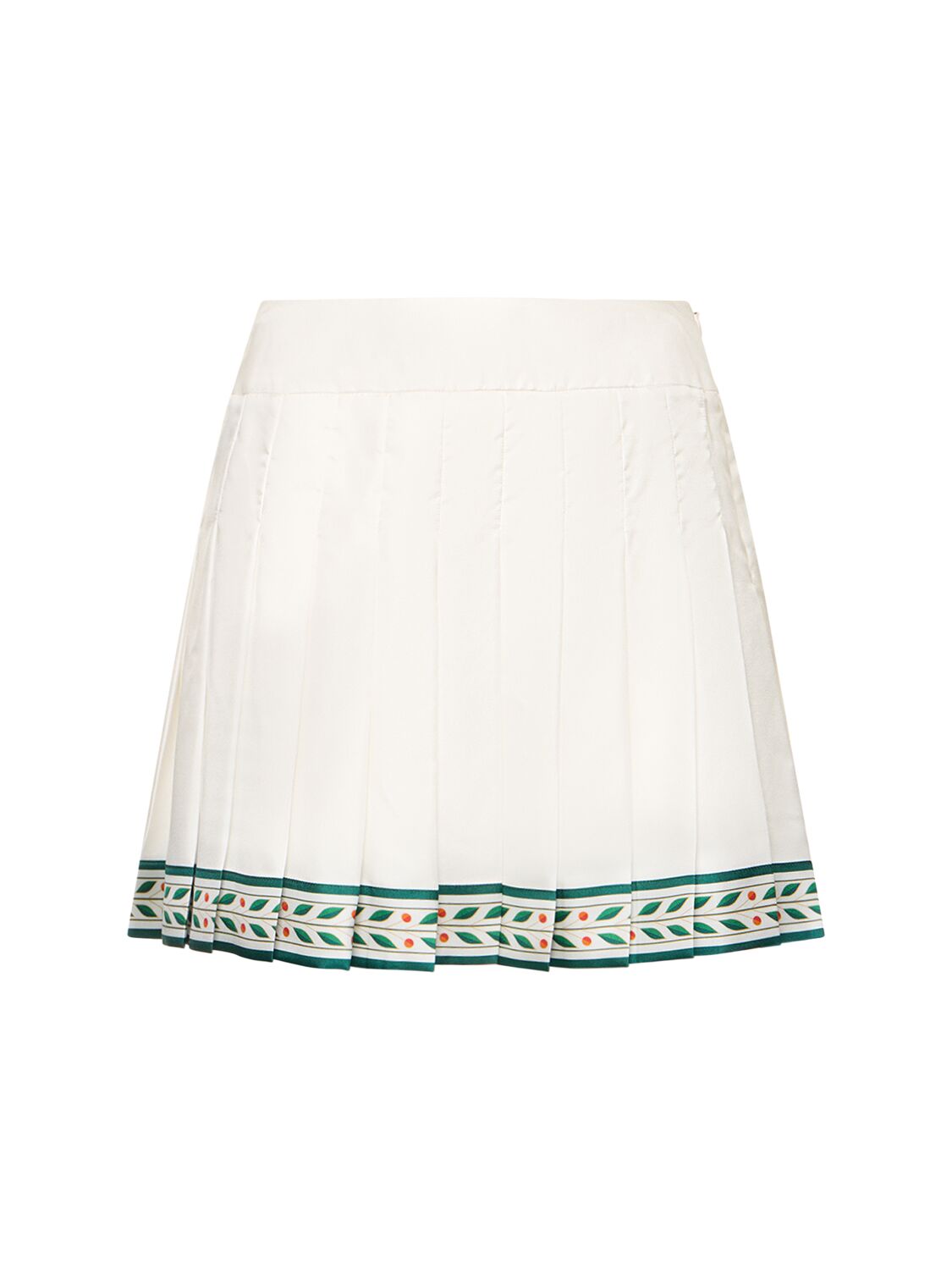 Casablanca Silk Twill Pleated Mini Skirt In White,multi