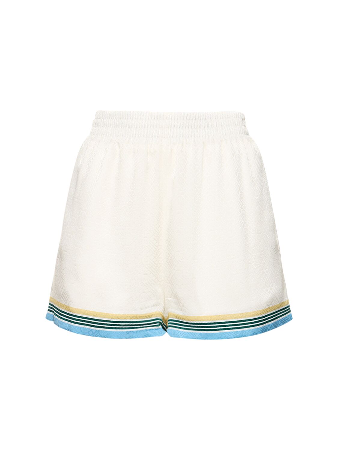 Shop Casablanca Printed Silk Satin Shorts In White,multi