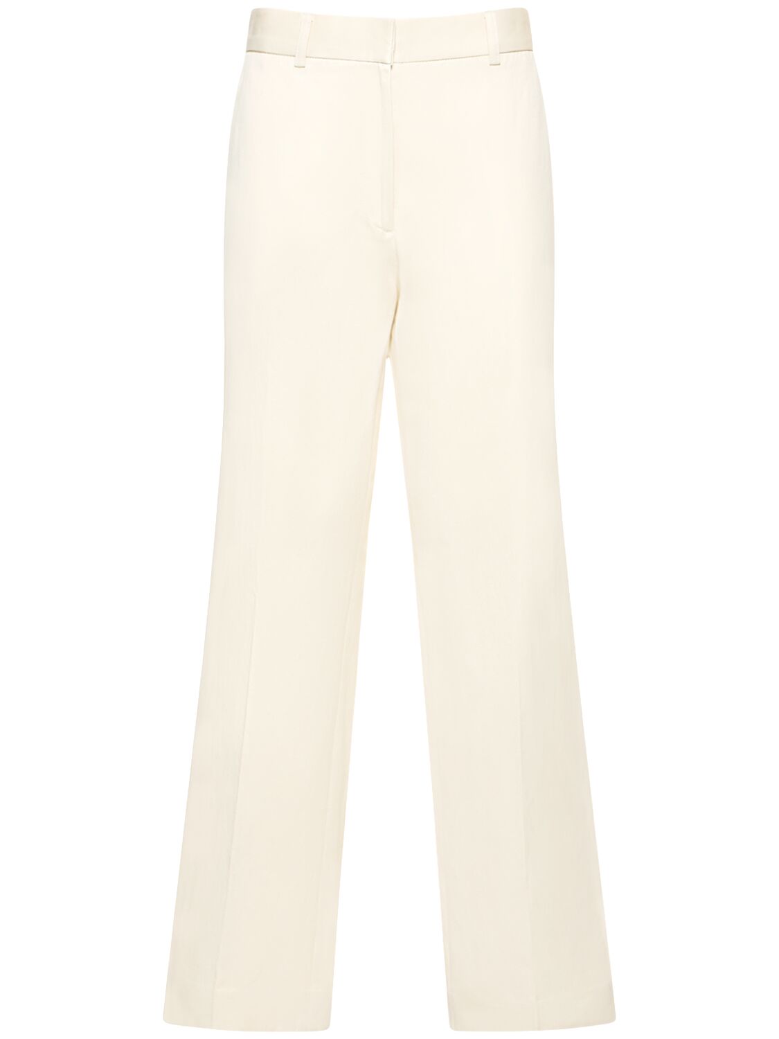Shop Totême Straight Satin Cotton Pants In White