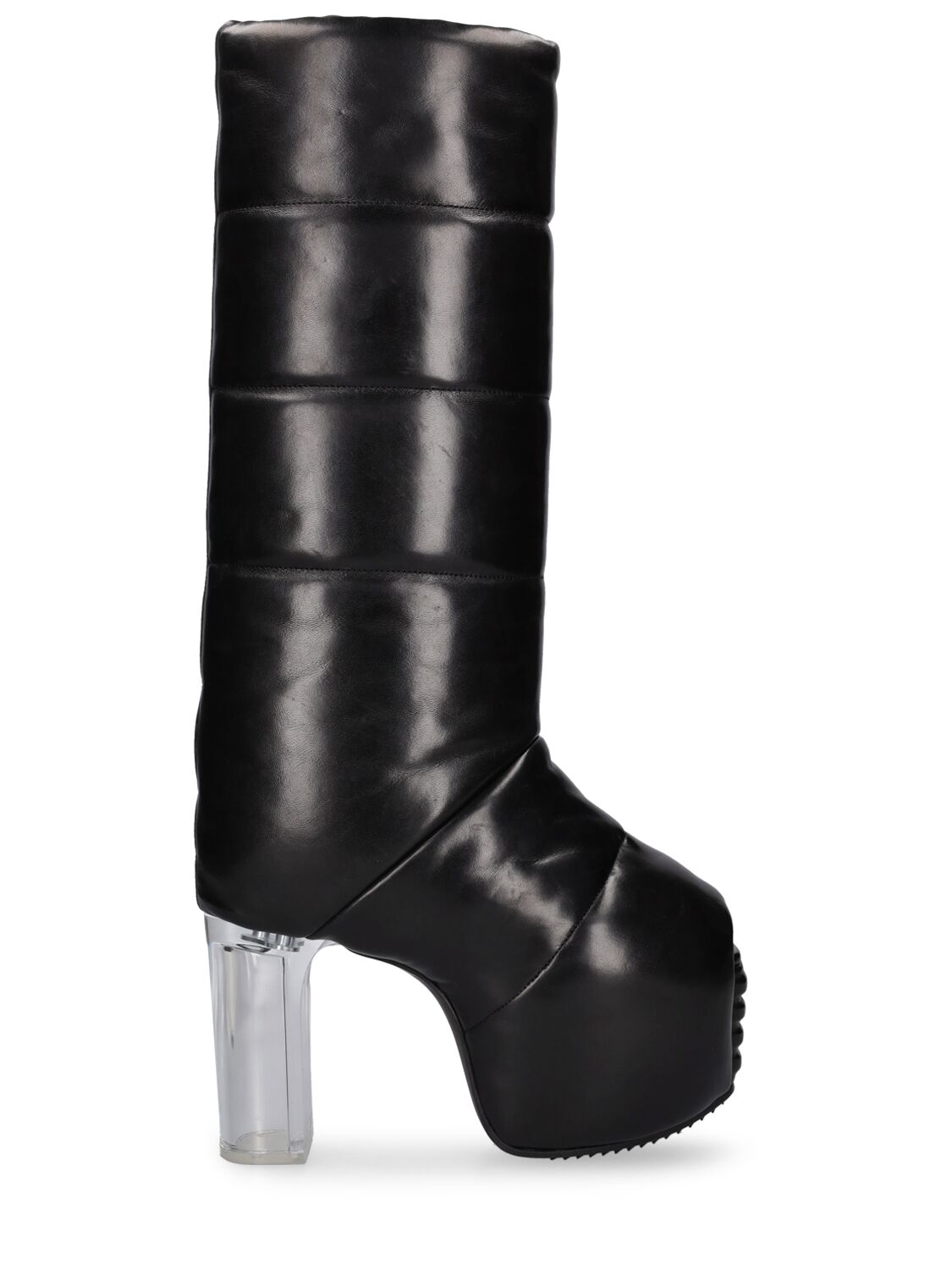 Rick Owens 90mm Padded Tall Leather Boots In Black