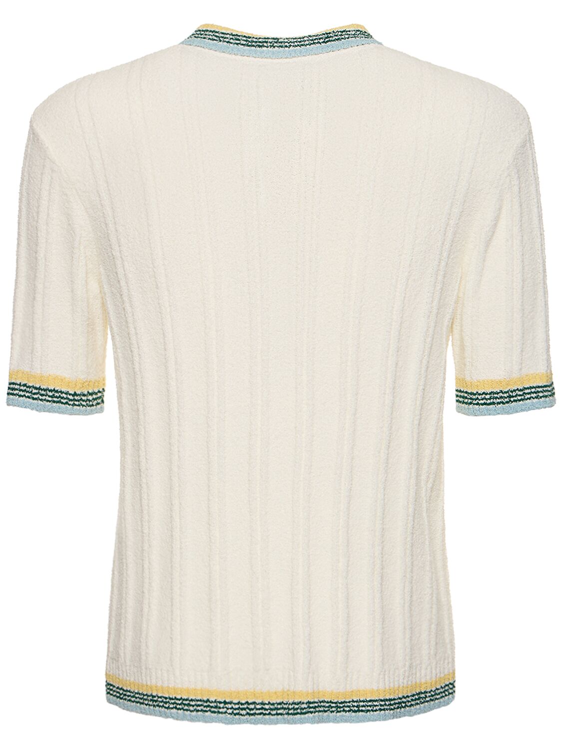 Shop Casablanca Logo Cotton Boucle Knit Polo In Weiss