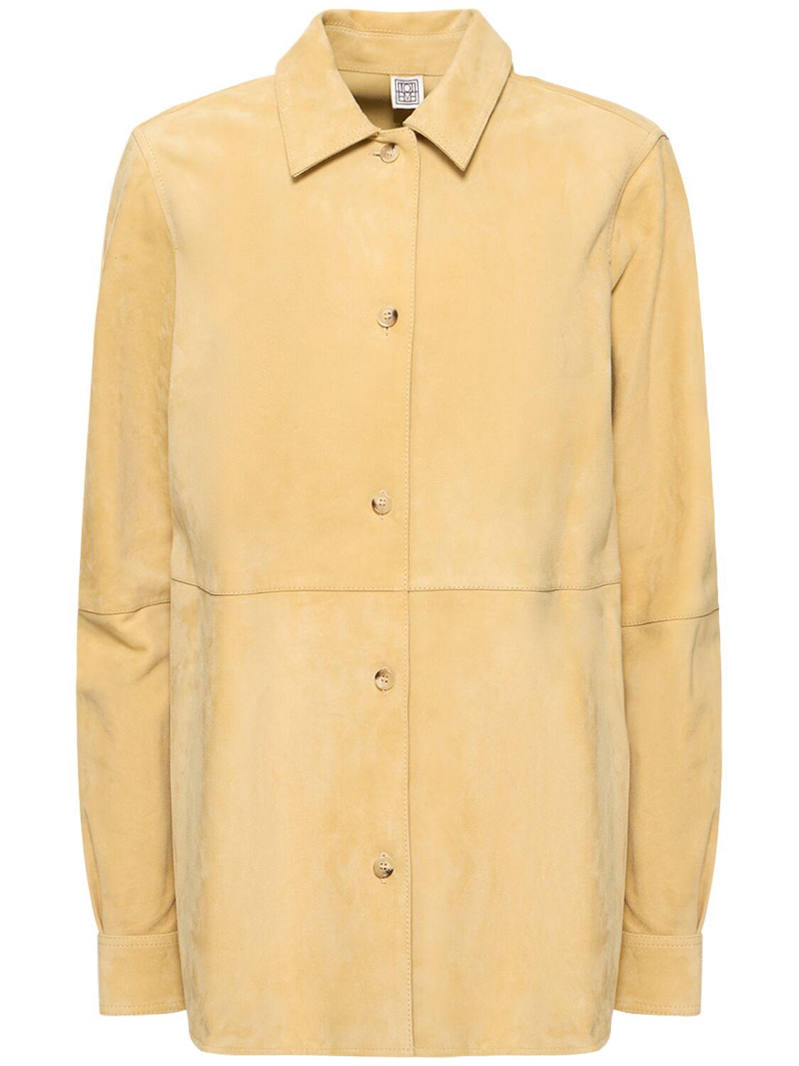 Totême Soft Suede Lamb Leather Shirt In Yellow