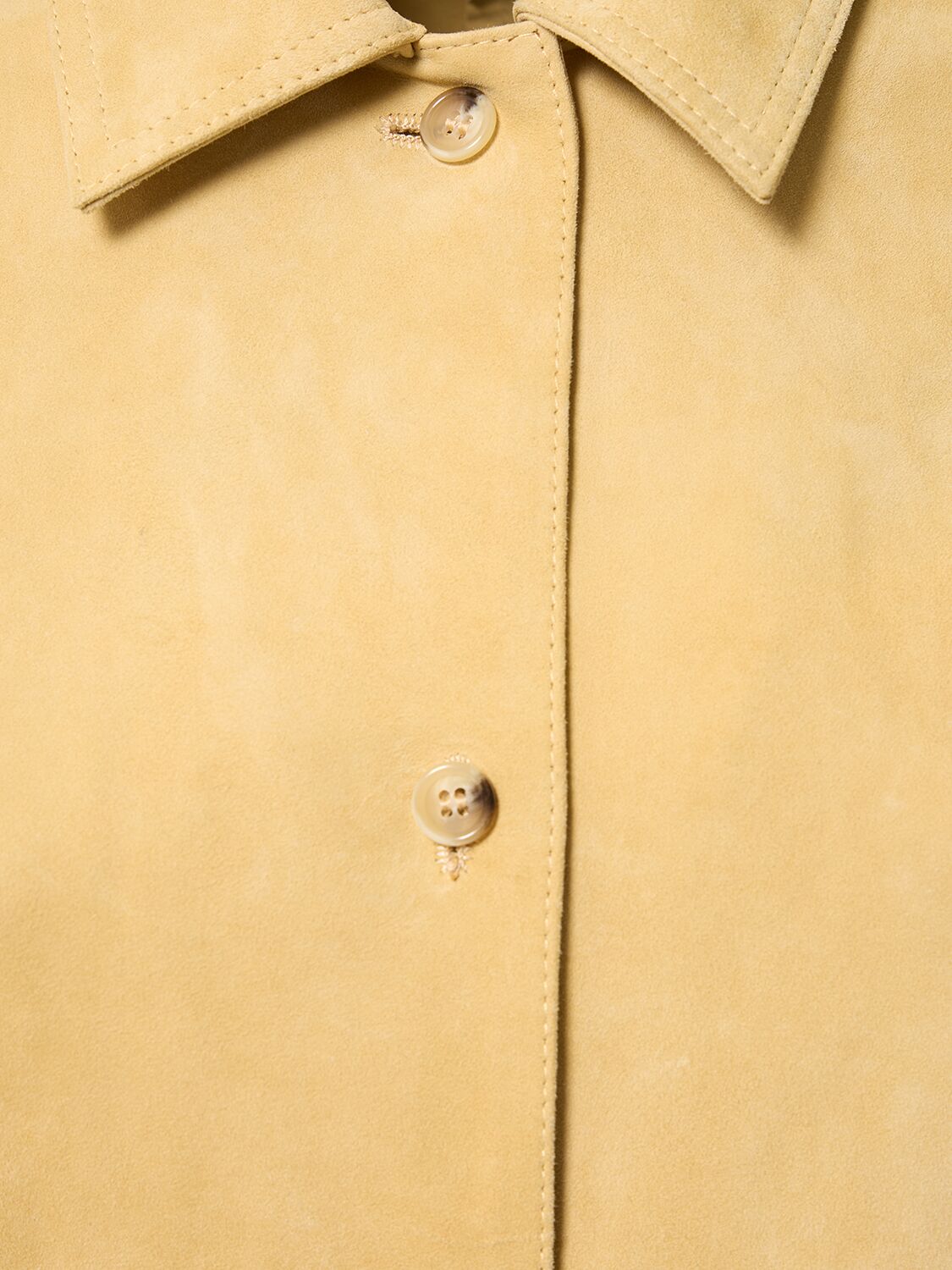 Shop Totême Soft Suede Lamb Leather Shirt In Yellow