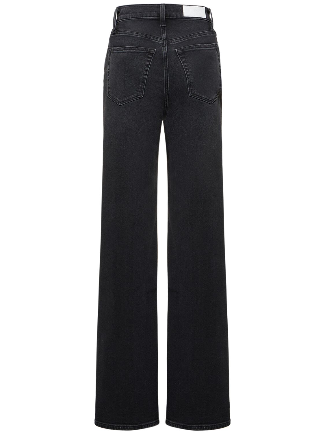 Shop Re/done 70s Ultra High Rise Wide Cotton Jeans In Black
