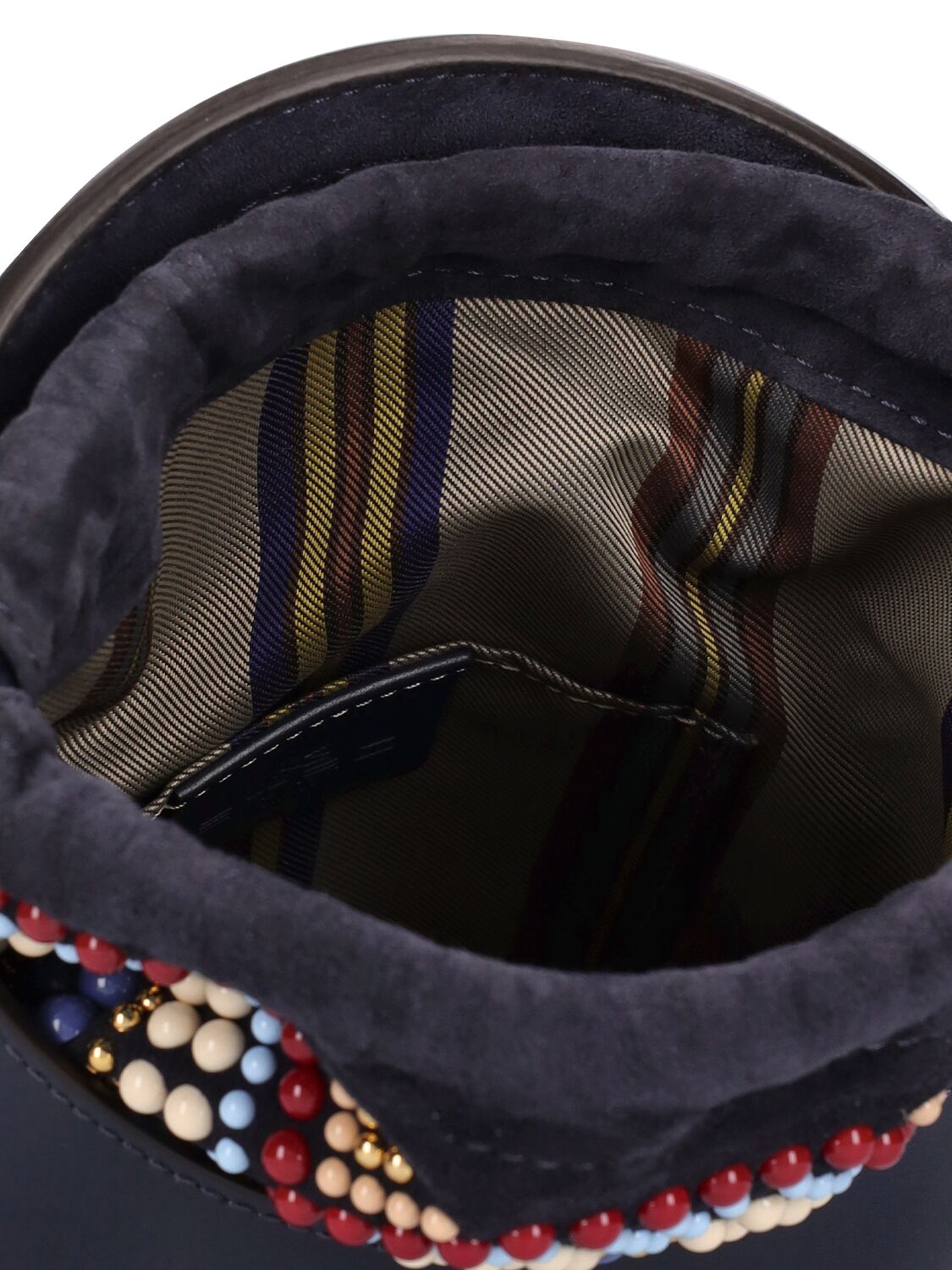 Shop Etro Saturno Studded Leather Shoulder Bag In Bunt