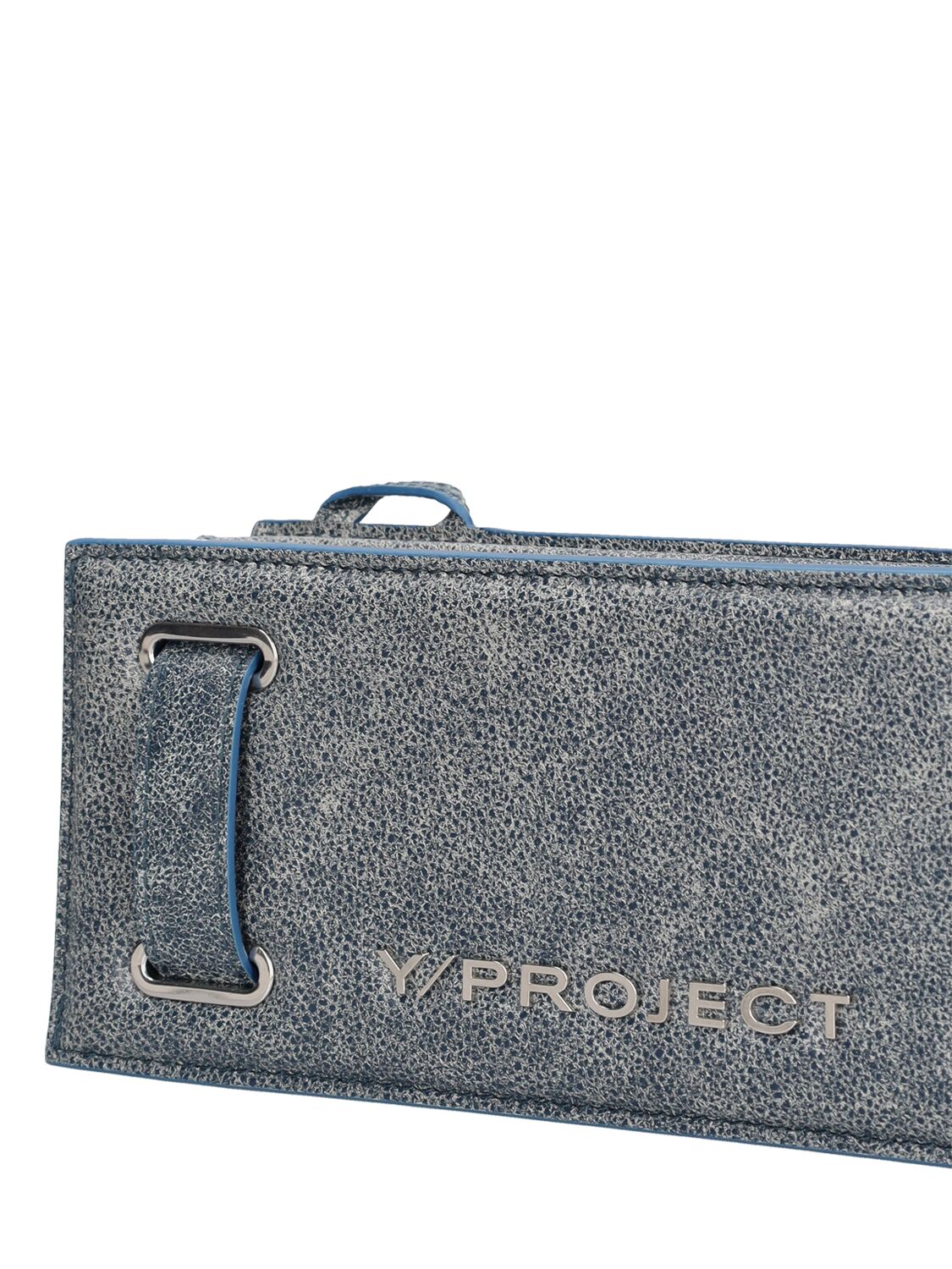 Shop Y/project Mini Accordion Leather Shoulder Bag In Blu Denim Print