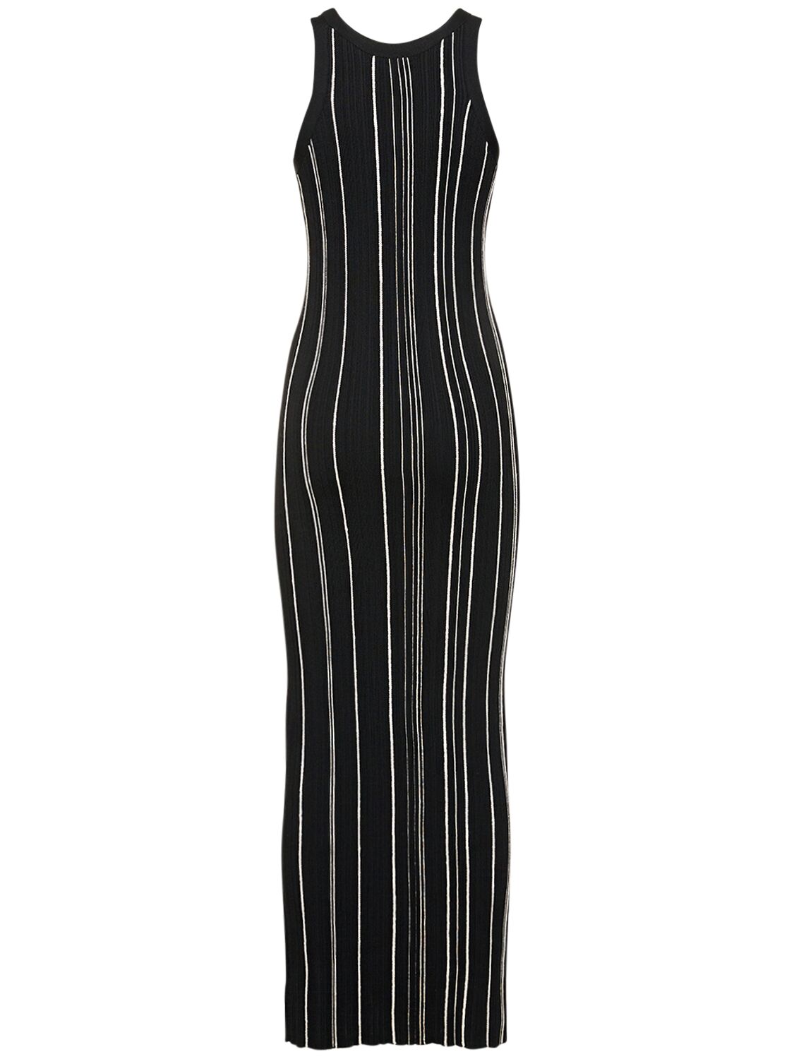 Shop Totême Curved Rib Tank Midi Dress In Black