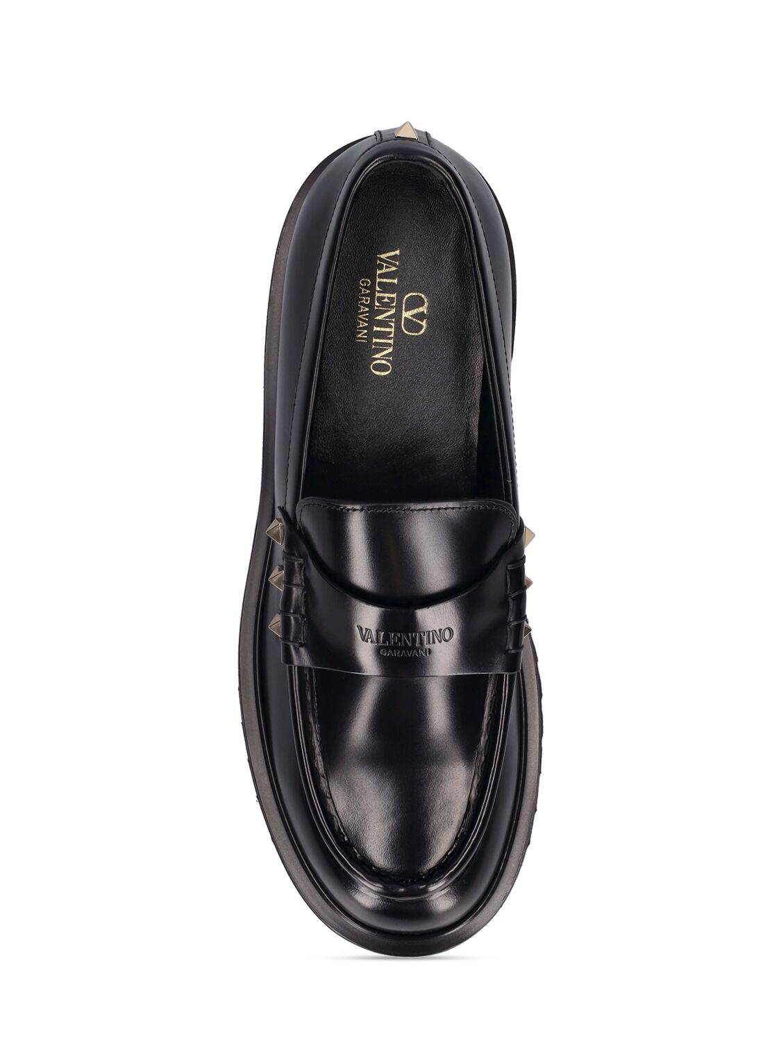 Shop Valentino 50mm Rockstud Leather Loafers In Black