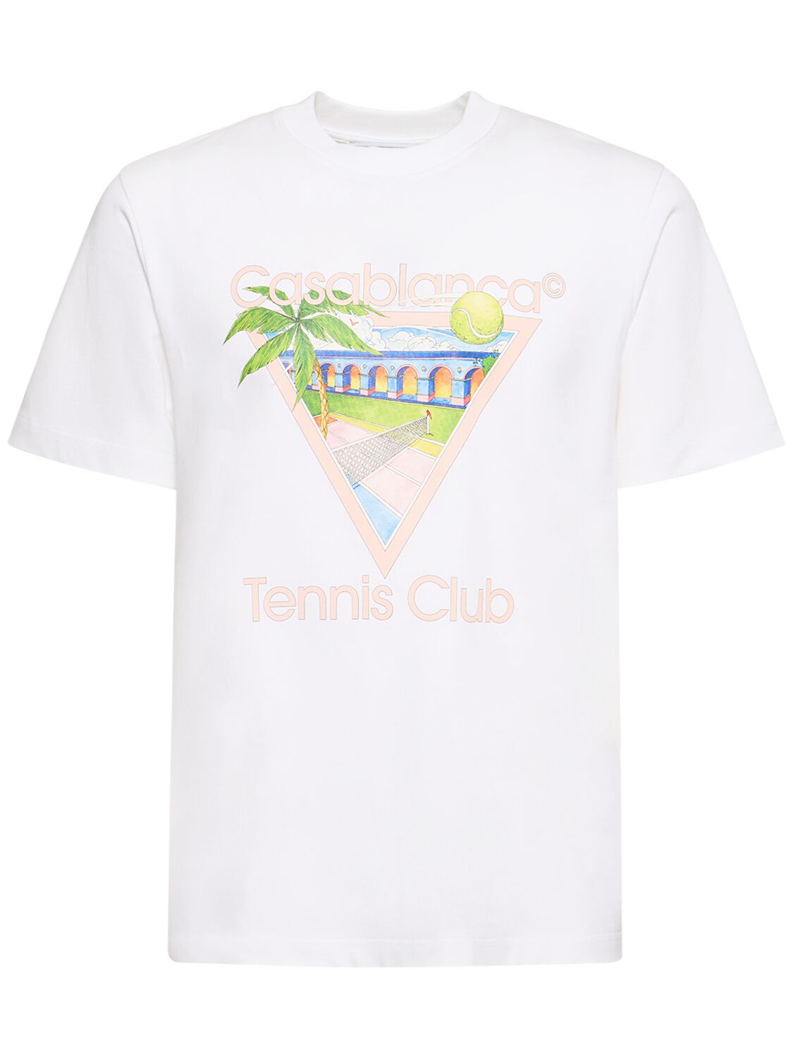 Casablanca Tennis Club Organic Cotton T-shirt In White