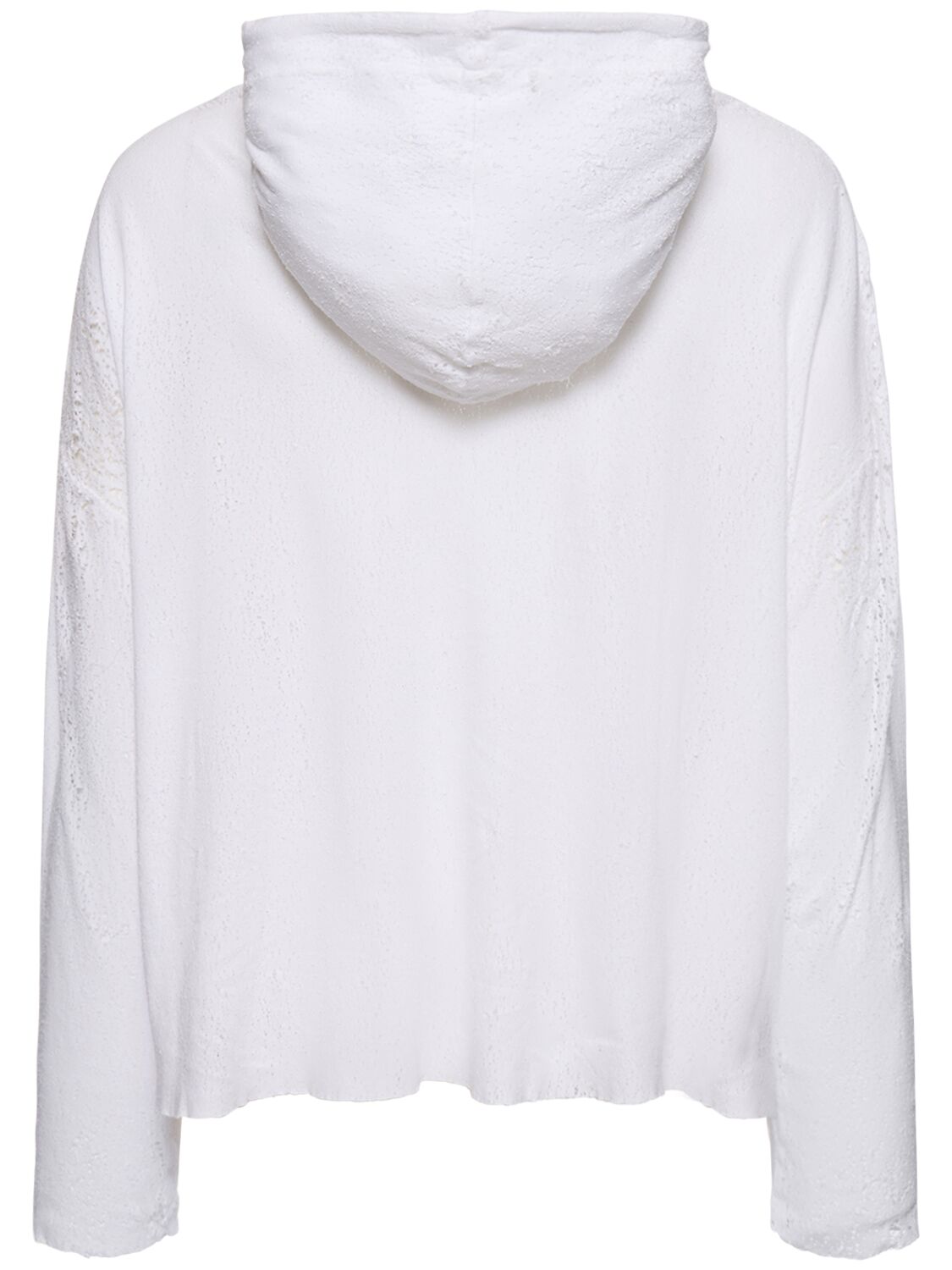 Shop Alyx Destressed Cotton Hoodie In White