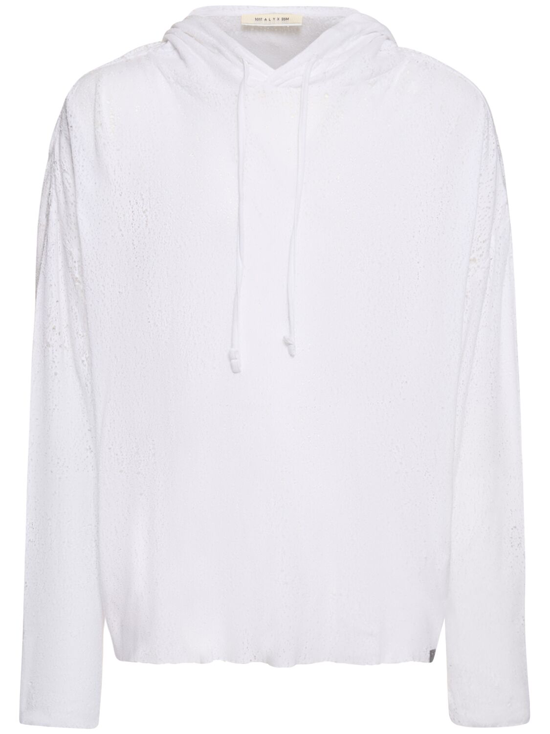 Shop Alyx Destressed Cotton Hoodie In White