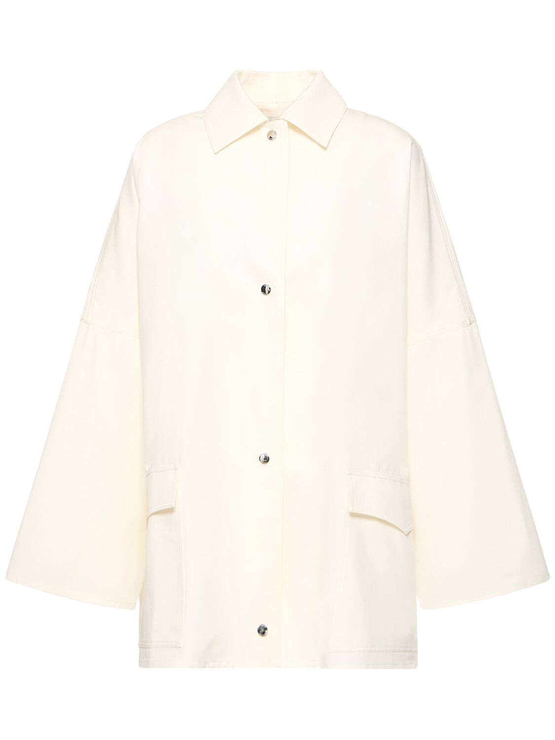 Totême Structured Cotton Twill Overshirt In White