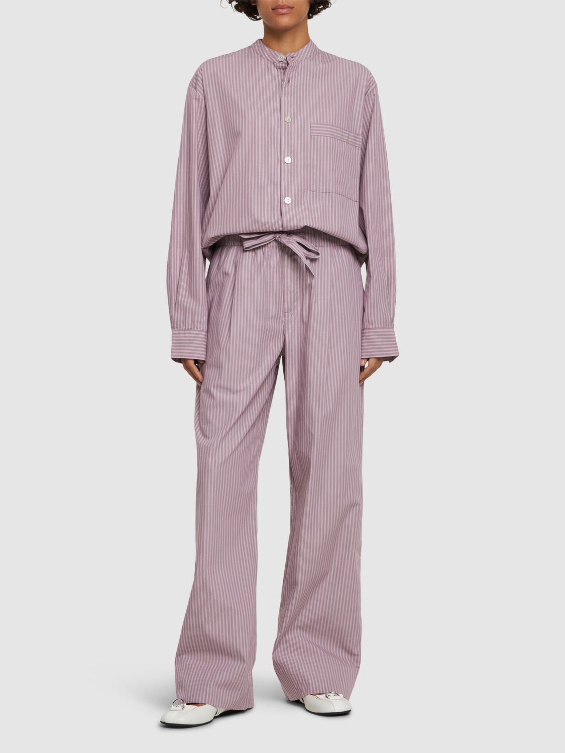 Shop Birkenstock Tekla Buttoned Cotton Sleep Shirt In Purple