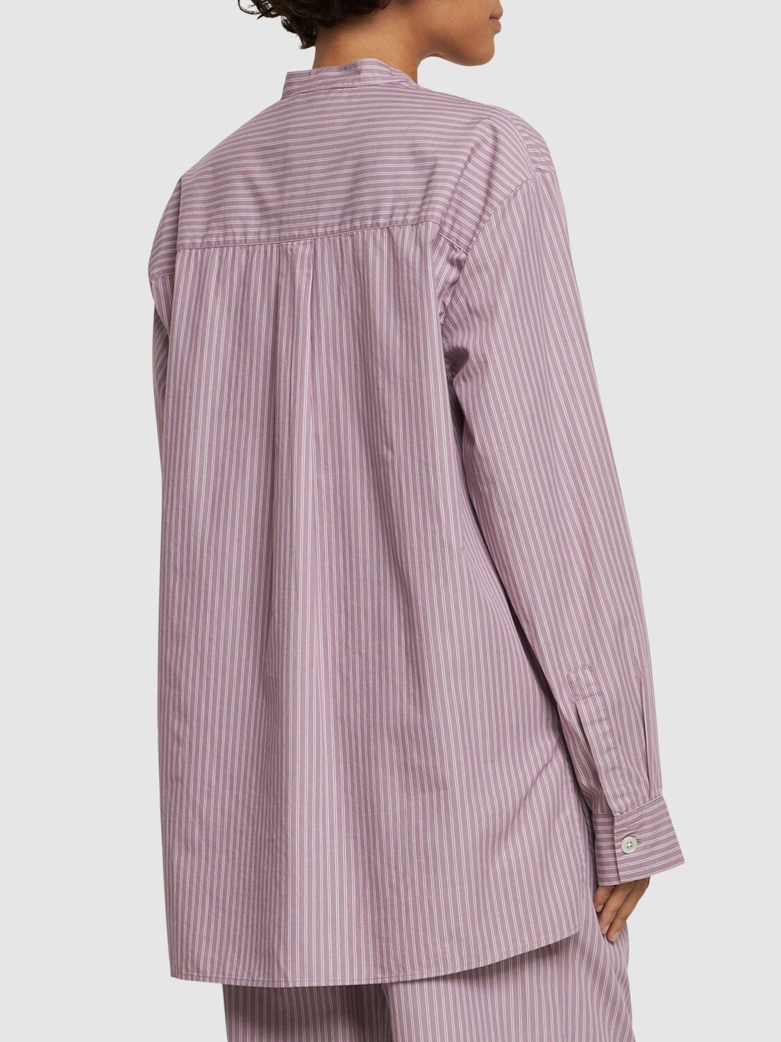 Shop Birkenstock Tekla Buttoned Cotton Sleep Shirt In Purple