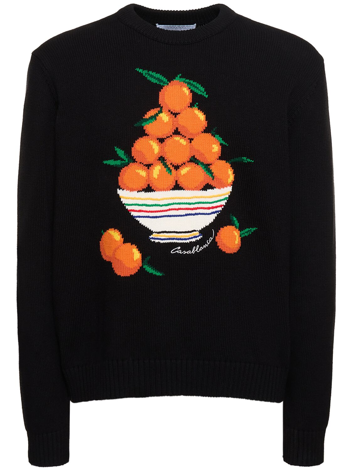 Shop Casablanca Intarsia Cotton Knit Sweater In Schwarz