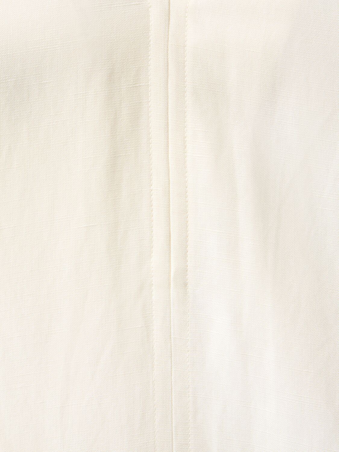 Shop Totême Fluid V-neck Linen Blend Midi Dress In White