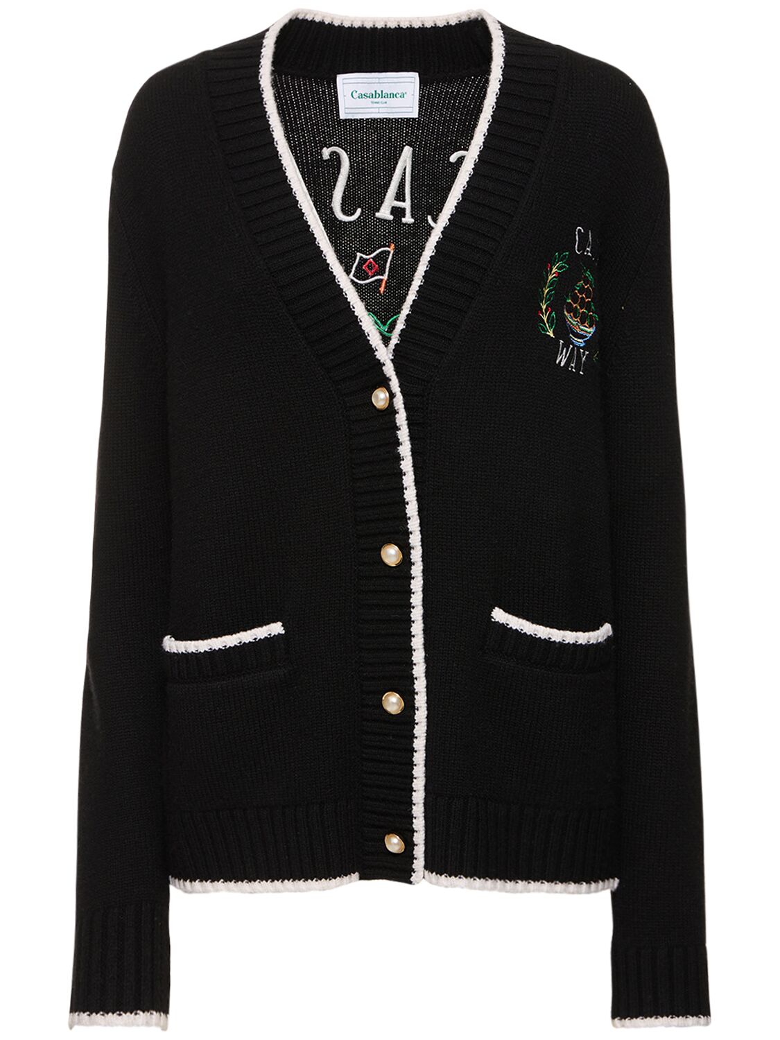 Image of Embroidered Knit Logo Cardigan