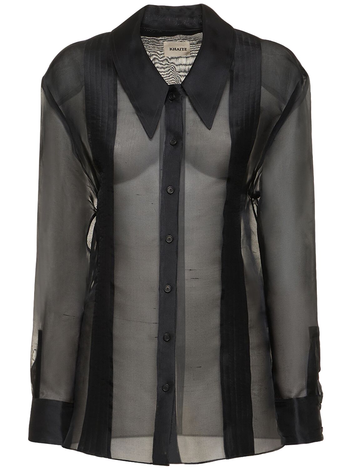 Shop Khaite Nori Silk Shirt In Black