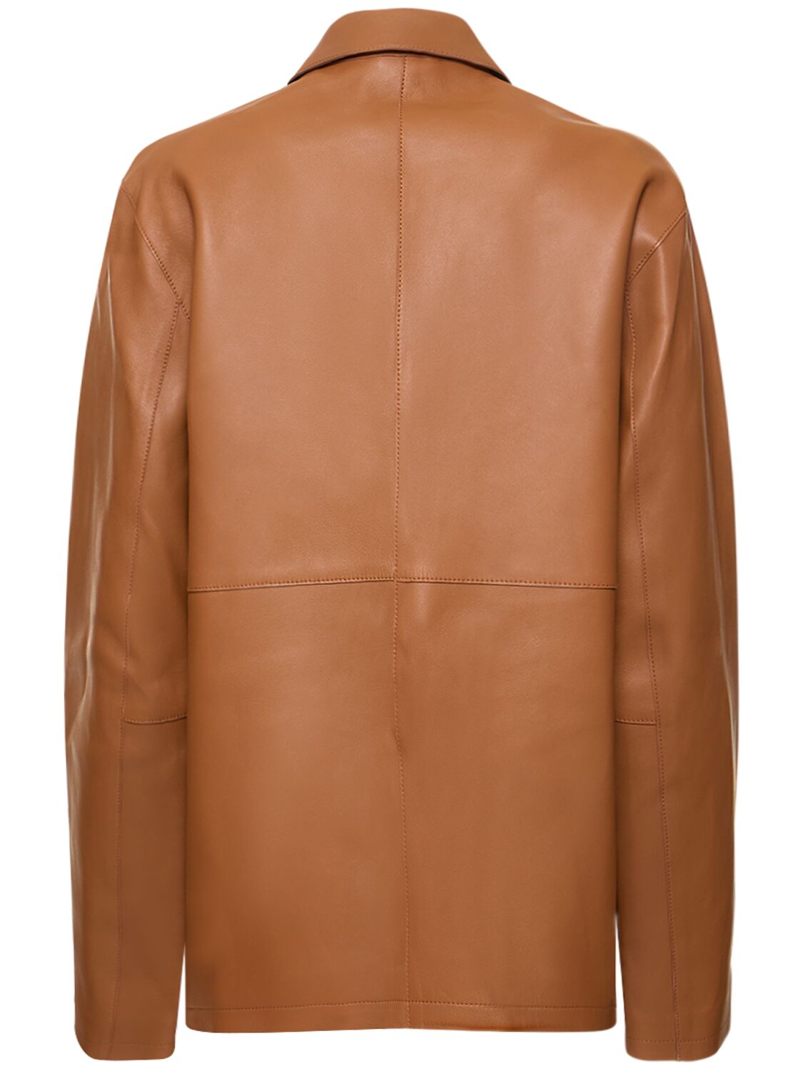 Shop Totême Easy Lamb Leather Jacket In Brown