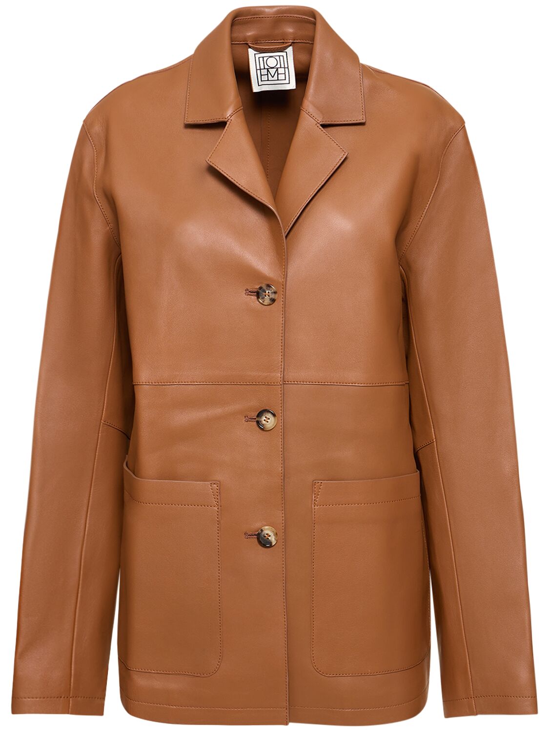 Totême Easy Lamb Leather Jacket In Brown