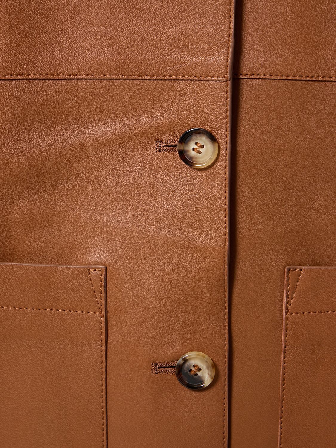 Shop Totême Easy Lamb Leather Jacket In Brown