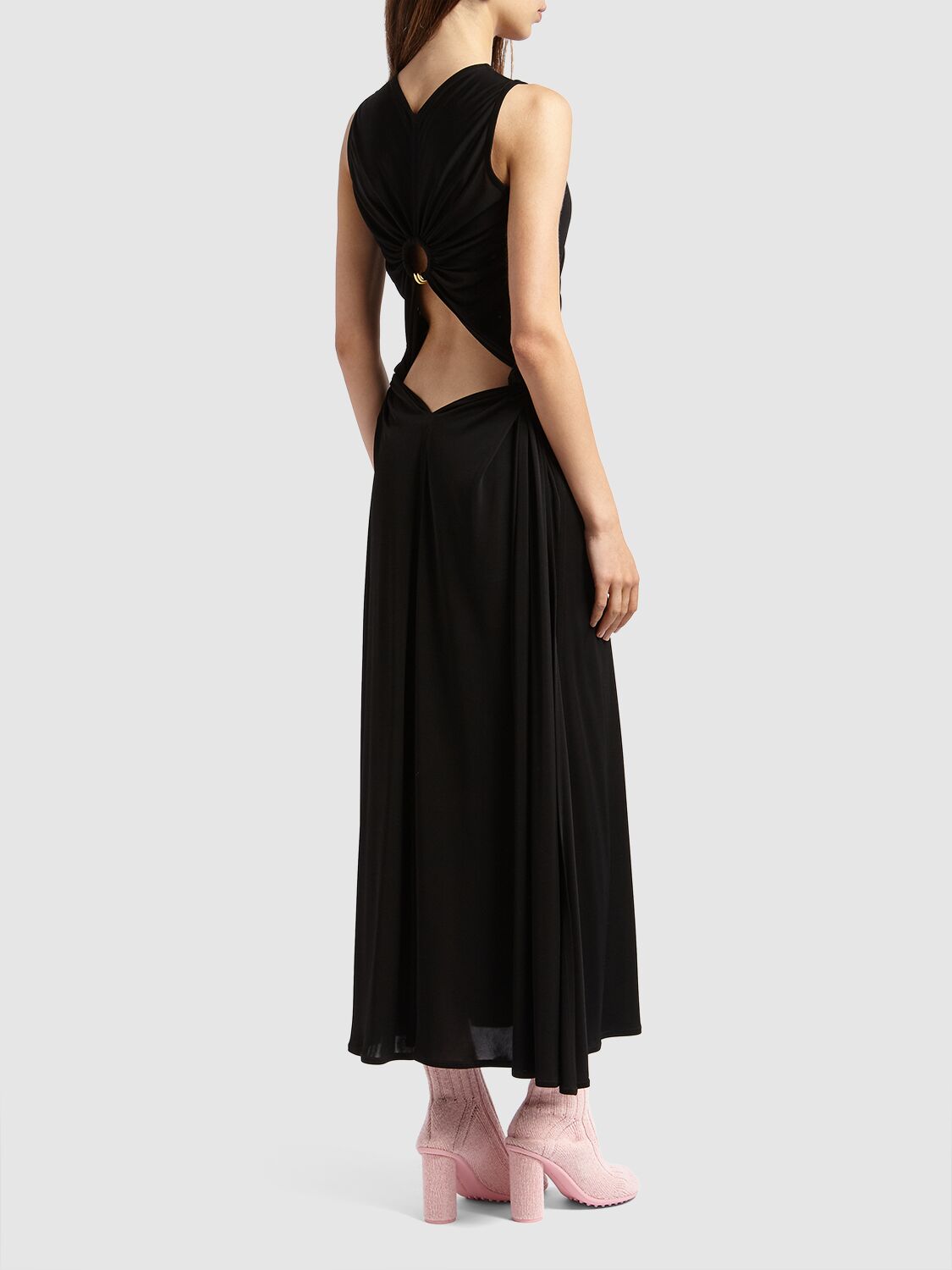 Shop Bottega Veneta Viscose Long Dress In Black