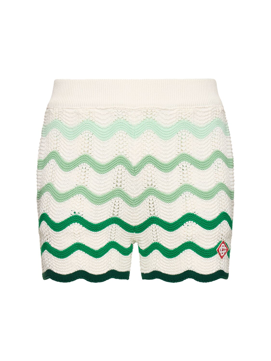 Gradient Wave Crochet Cotton Shorts