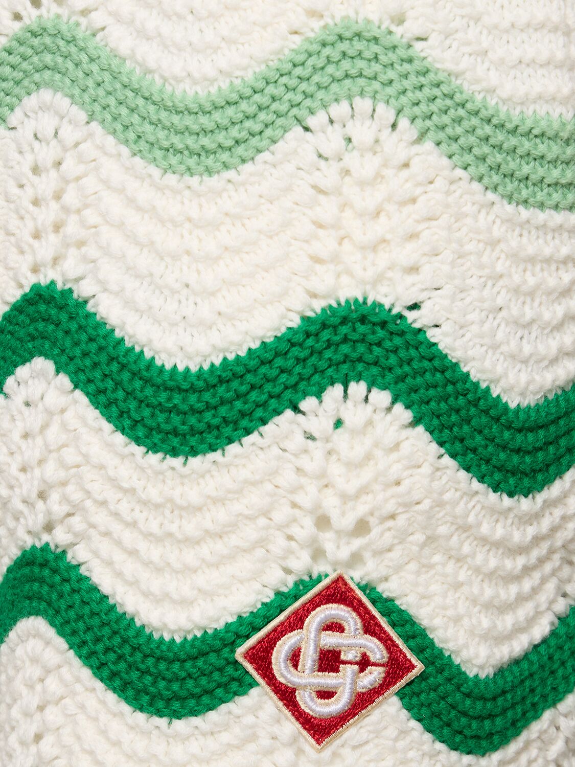 Shop Casablanca Gradient Wave Crochet Cotton Shorts In Grün Weiss
