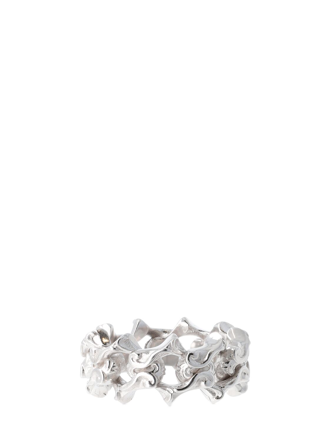 Shop Emanuele Bicocchi Arabesque Sharp Link Ring In Silver
