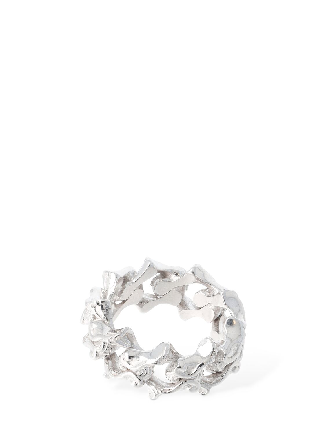 Shop Emanuele Bicocchi Arabesque Sharp Link Ring In Silver