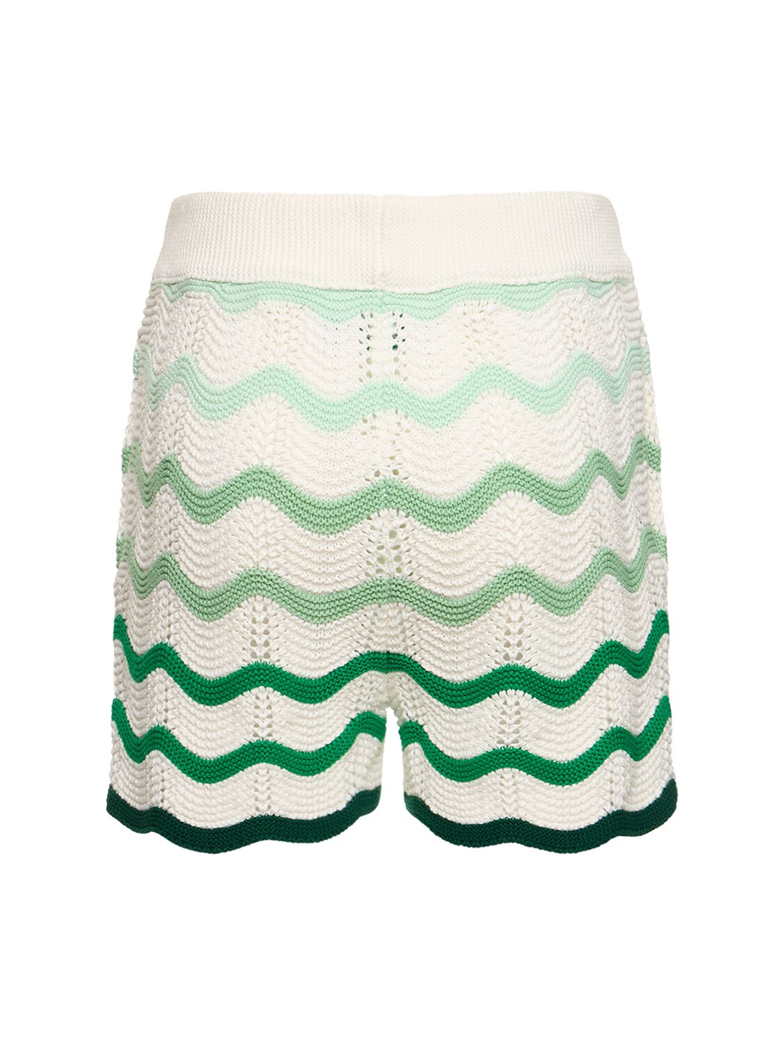 Shop Casablanca Gradient Wave Knit Shorts In White,green