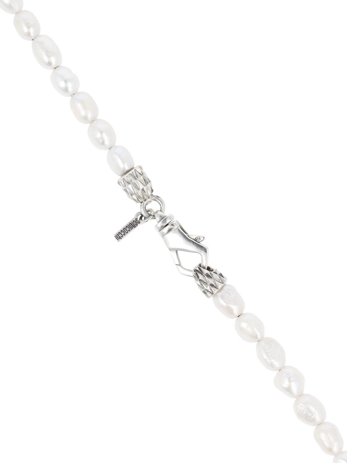 Shop Emanuele Bicocchi Avelli Cross Small Pearl Necklace In Pearl,silver