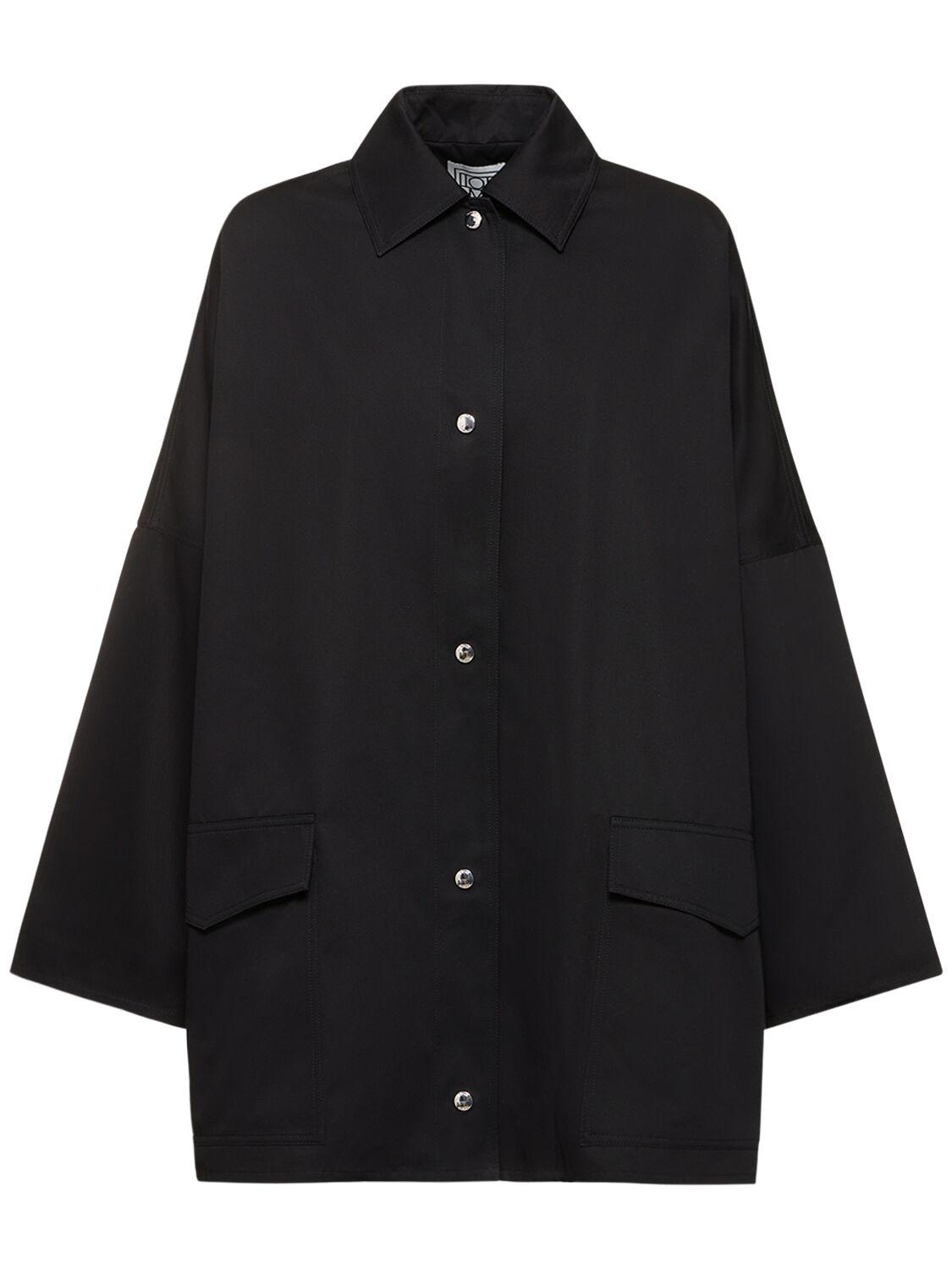 Shop Totême Structured Cotton Twill Overshirt In Black